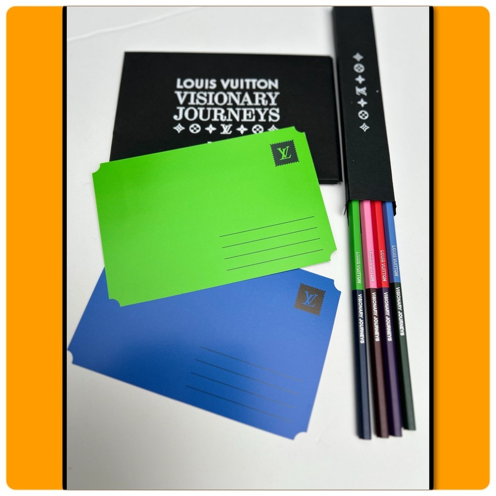 Louis Vuitton visionary journeys postcards and pencils